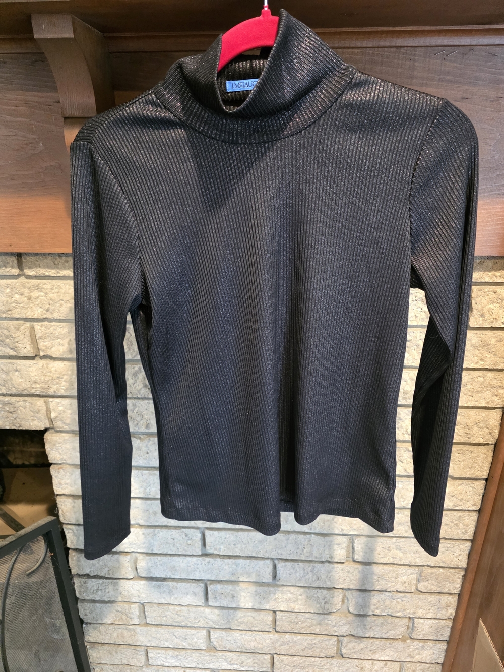J. McLaughlin Black Metallic Ribbed Turtleneck Sweater - Picture 2 of 5